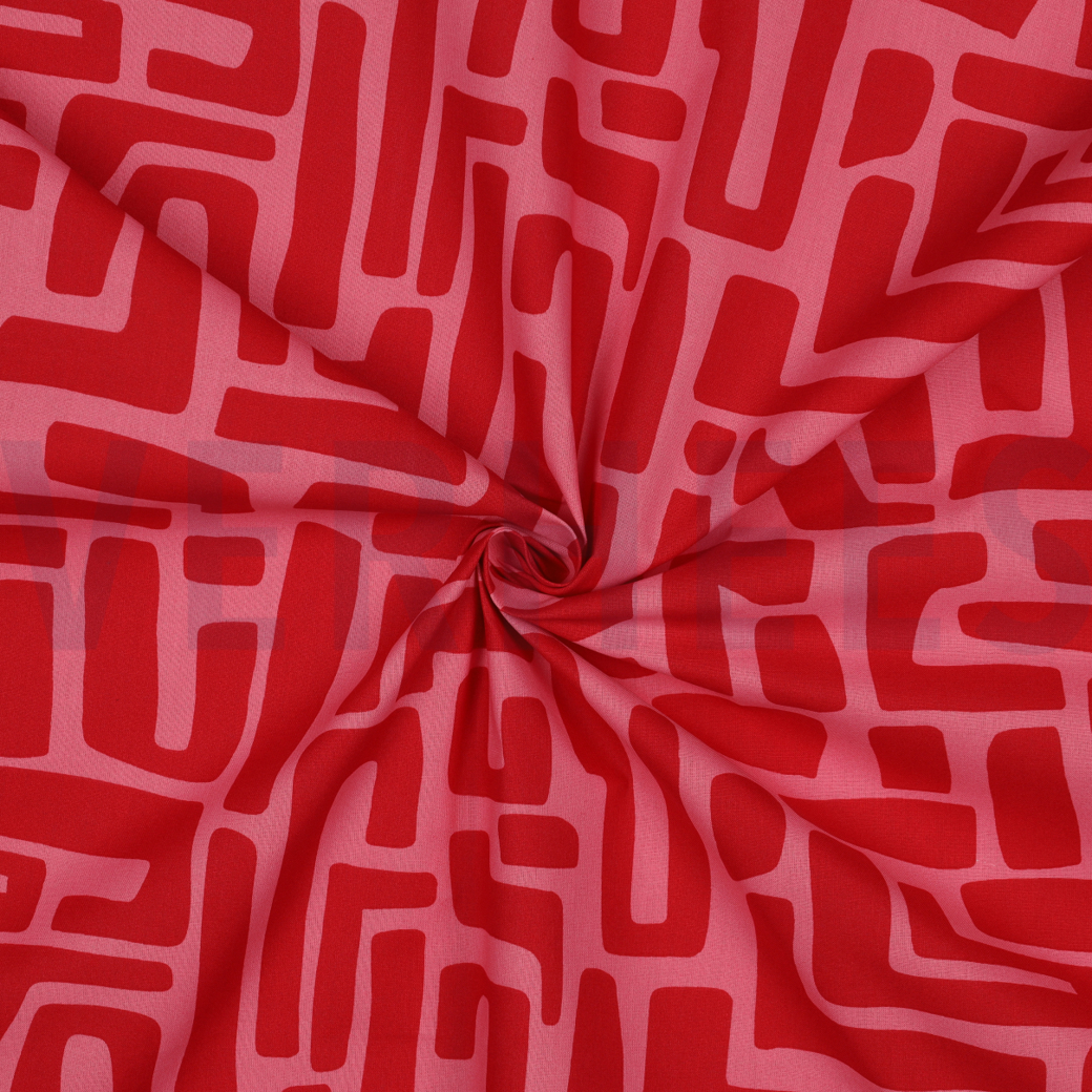 COATED COTTON ABSTRACT RED #3