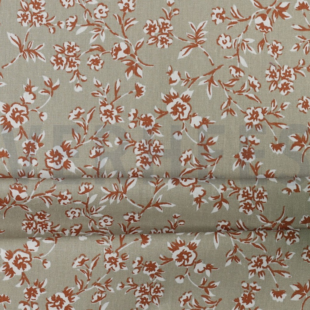 COATED COTTON SMALL FLOWERS BEIGE #3