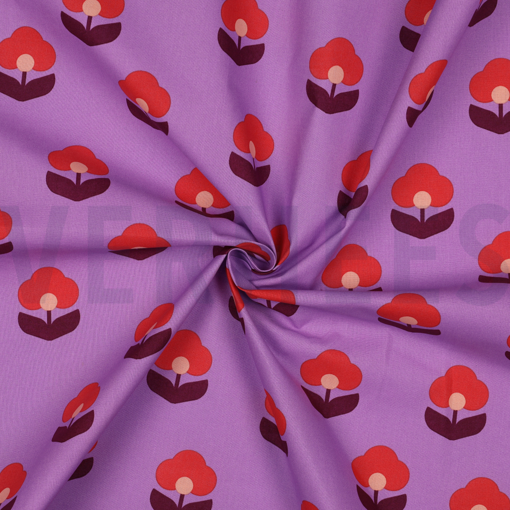 COATED COTTON RETRO FLOWERS LAVENDER #3