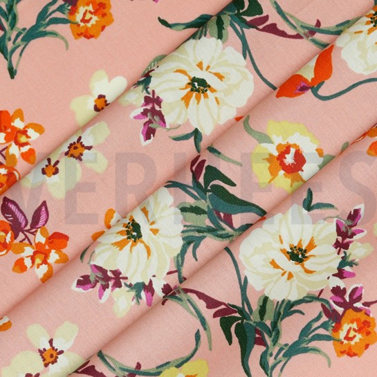 BESCHICHTETE BAUMWOLLE BLUMEN LACHS #7