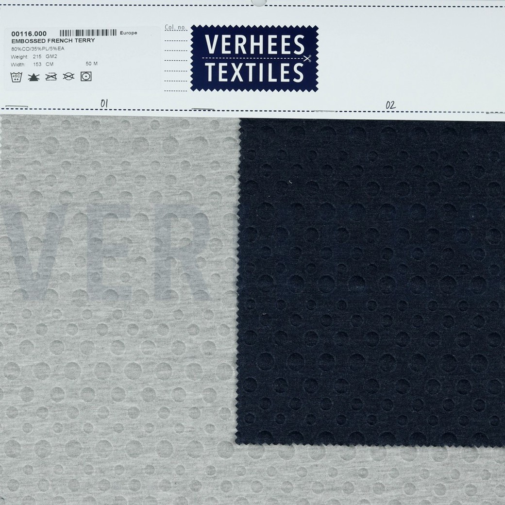 EMBOSSED FRENCH TERRY INDIGO MELANGE #4