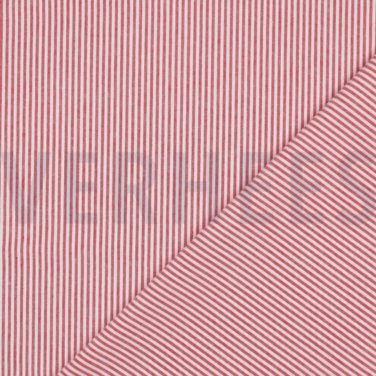 GARENGEVERFD POPLIN STREPEN 3MM ROOD #7