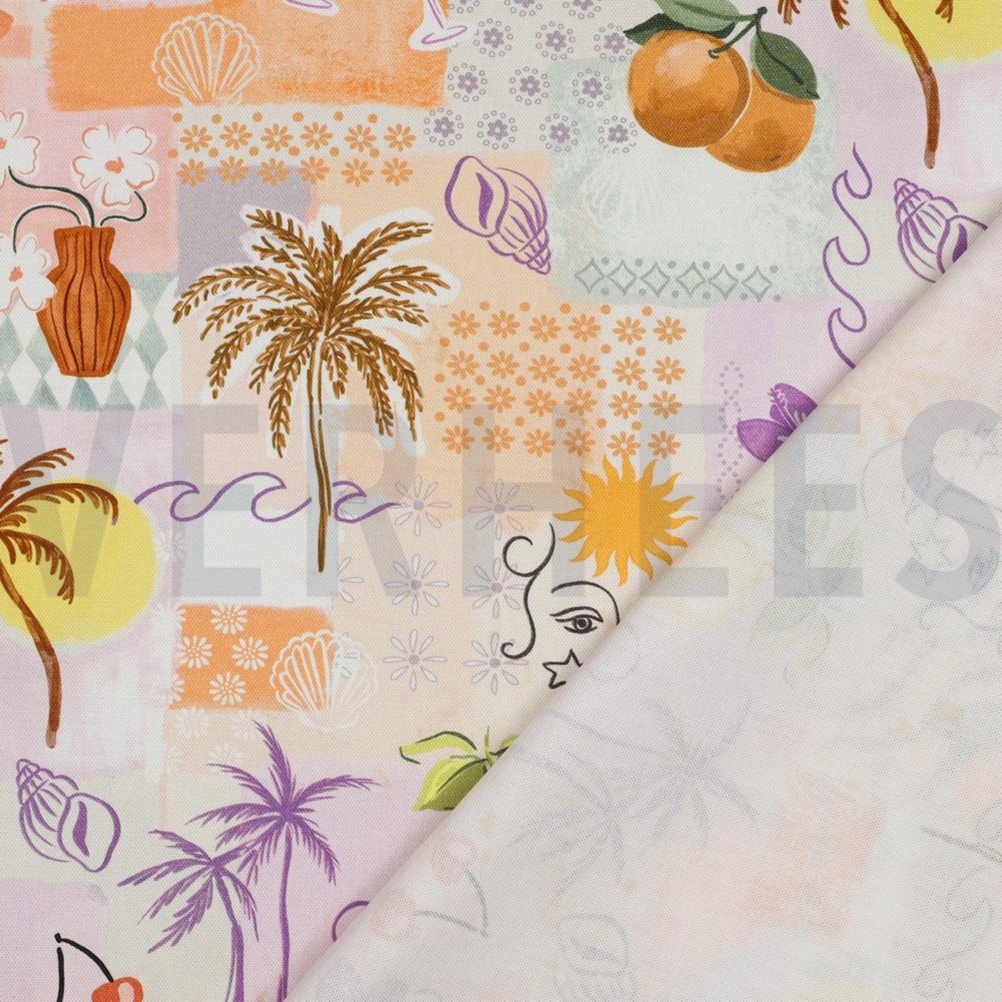 CANVAS DIGITAL TROPICAL PATCHWORK PEACH (high resolution) #4