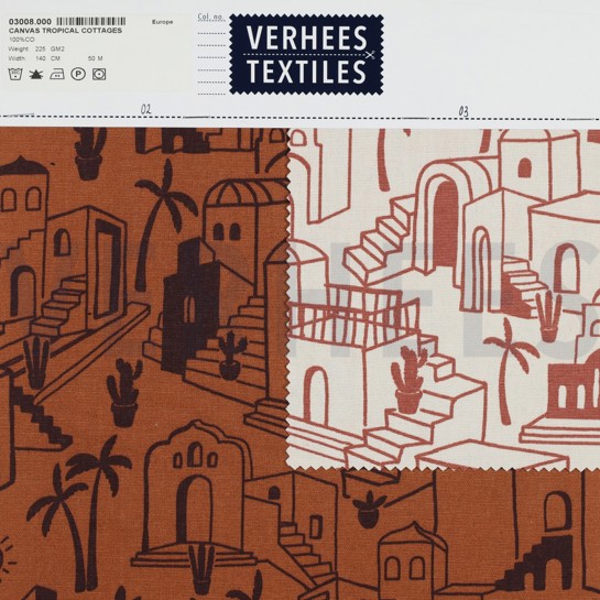 CANVAS TROPISCHE HUISJES ORANJE #7