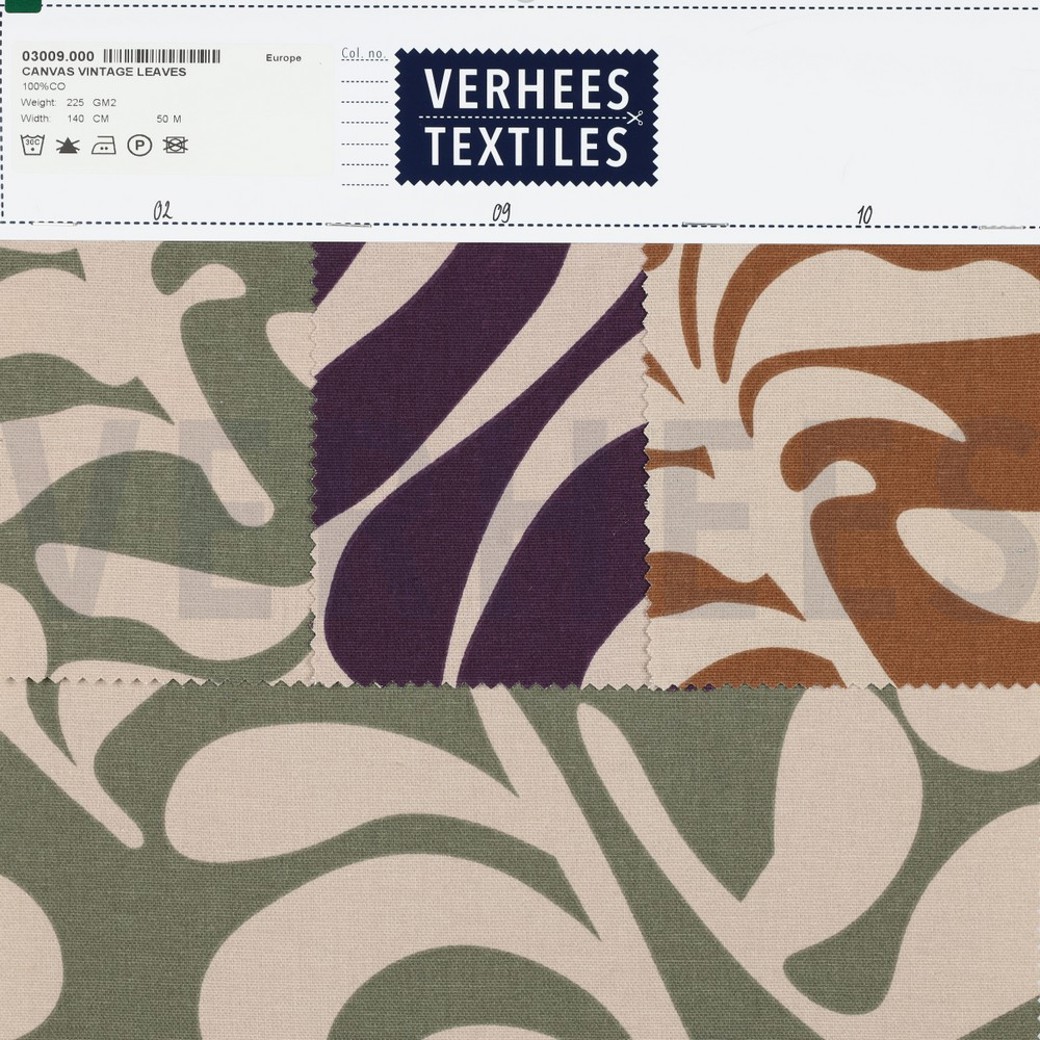 CANVAS VINTAGE LEAVES ARMY GREEN #4