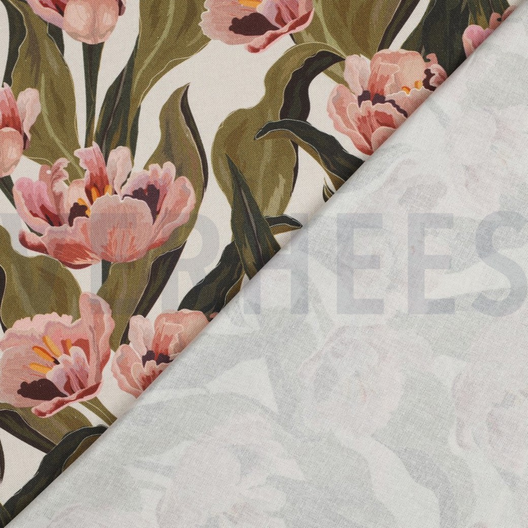 CANVAS DIGITAL FLOWERS ECRU #4