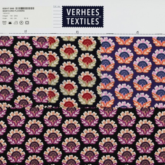 FEINCORD BLUMEN SCHWARZ #7