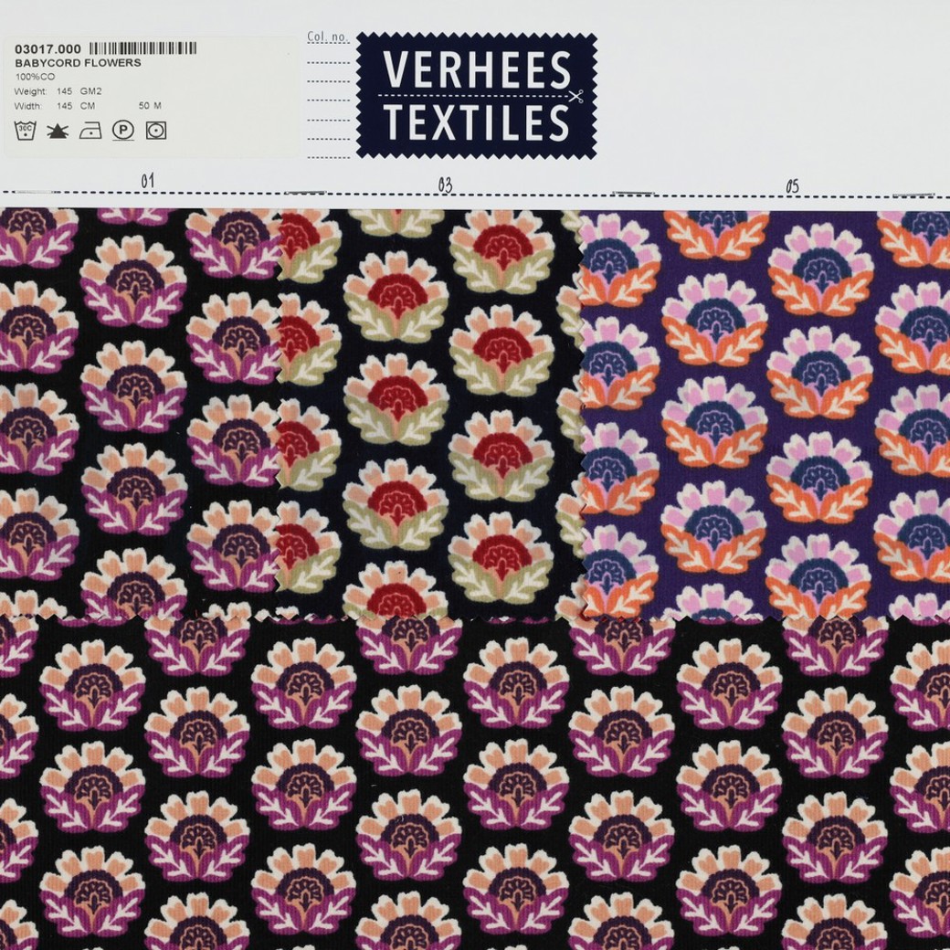 BABYCORD FLOWERS NAVY #4