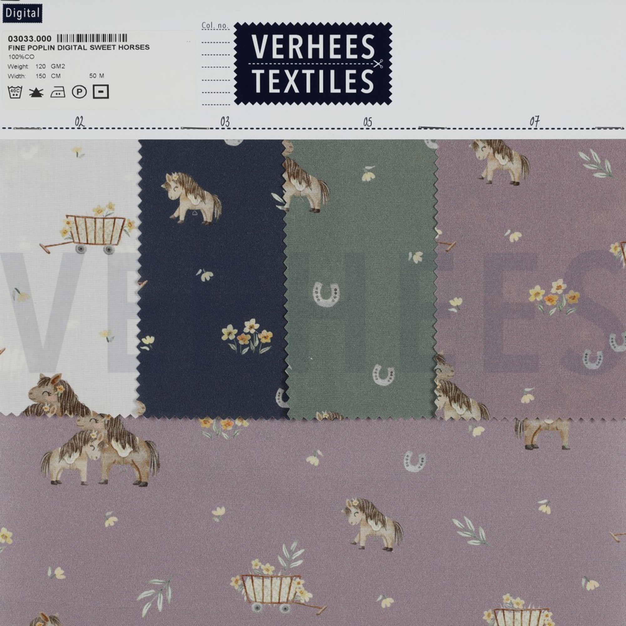 FINE POPLIN DIGITAL SWEET HORSES GREEN (high resolution) #4