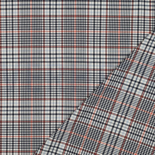 TARTAN CHECK ÉCRU / DONKERBLAUW / ORANJE #7