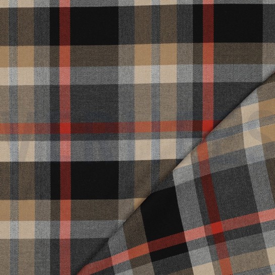 TARTAN CHECK GRAU / ORANGE / SAND #7