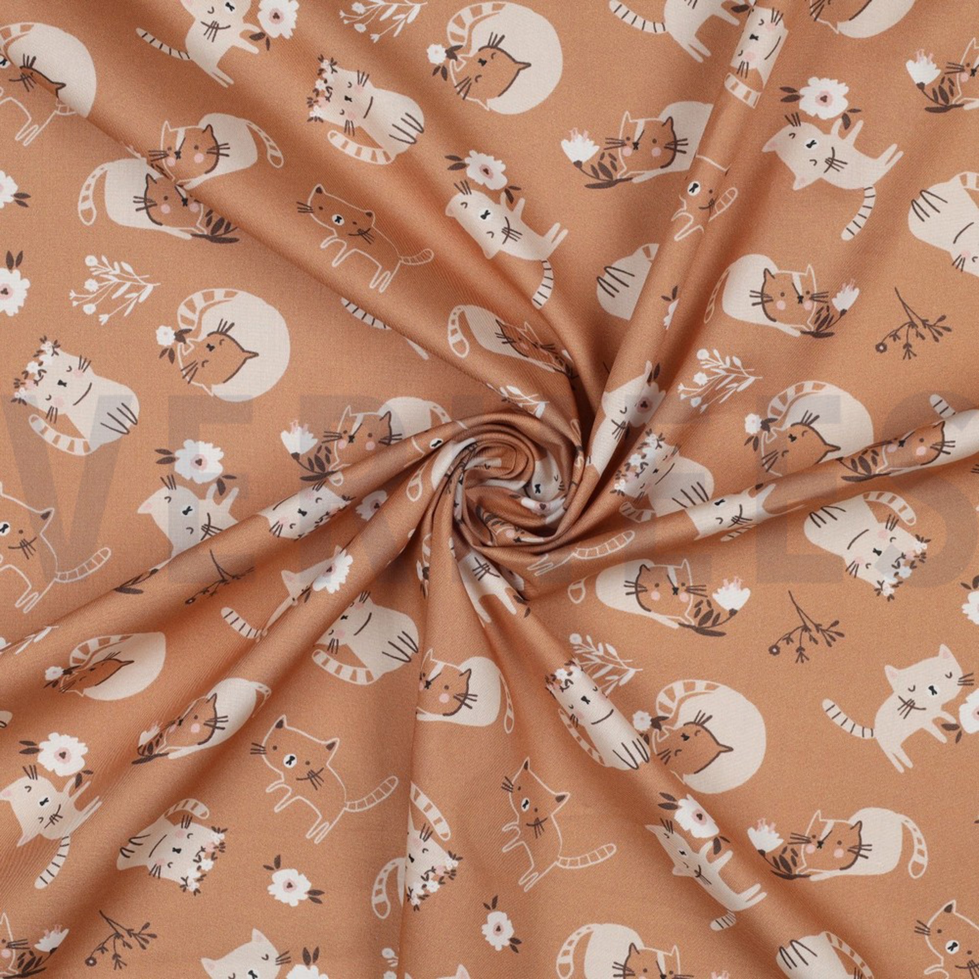 FINE POPLIN GOTS CATS PEACH (high resolution) #4