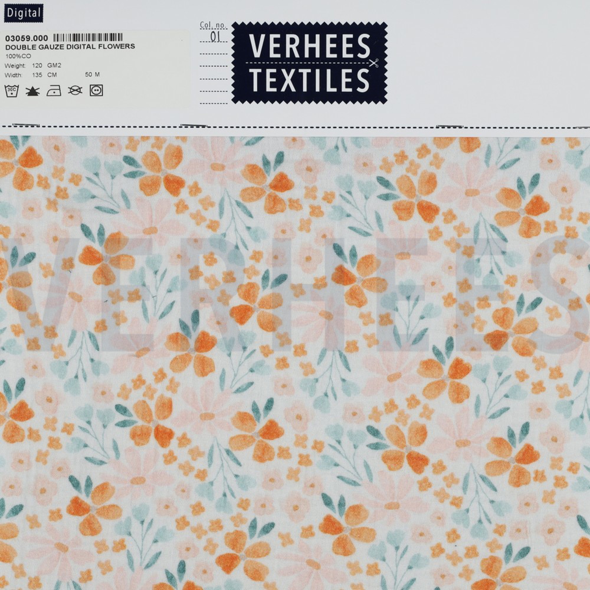DOUBLE GAUZE DIGITAL FLOWERS WHITE (high resolution) #4