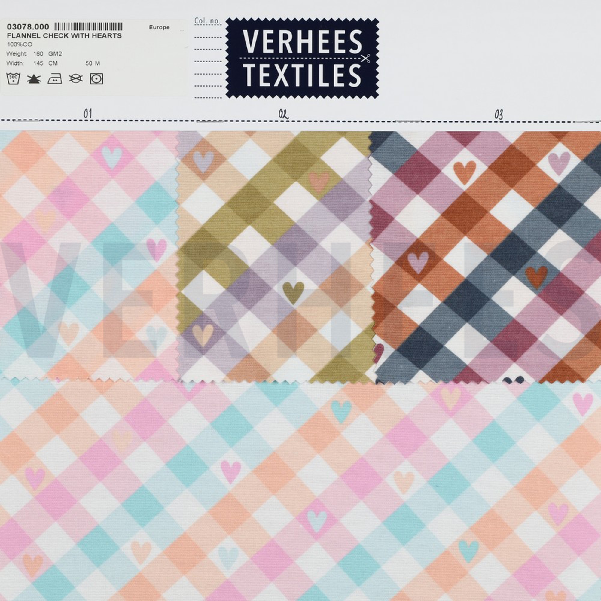 FLANNEL CHECK WITH HEARTS MINT / PEACH (high resolution) #4