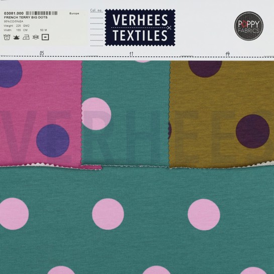FRENCH TERRY BIG DOTS FUCHSIA #7