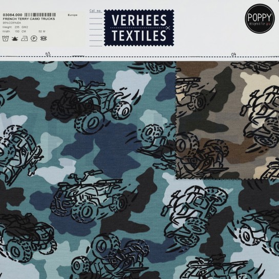 FRENCH TERRY CAMOUFLAGE TRUCKS BLEU #7