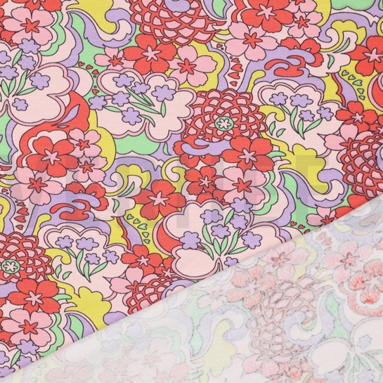 FRENCH TERRY FLEURS ABSTRAITES ROSE #7