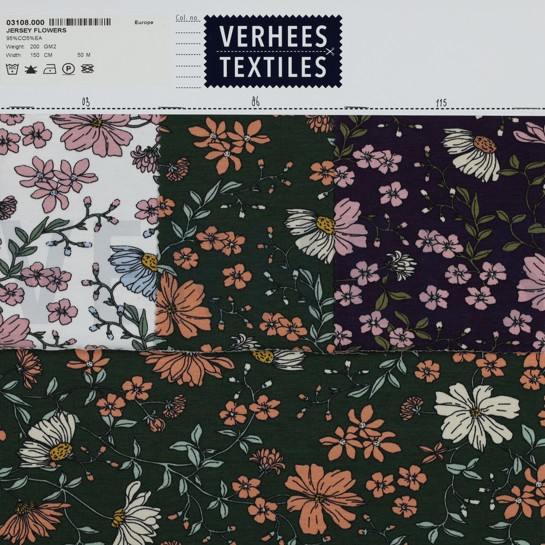 JERSEY FLEURS VERT FONCÉ #7