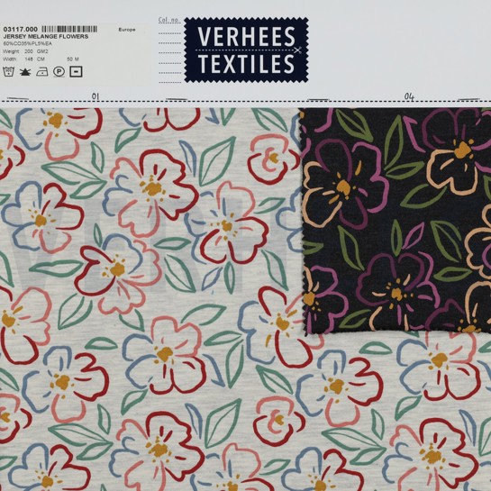 JERSEY MELANGE FLOWERS ANTHRACITE MELANGE #7