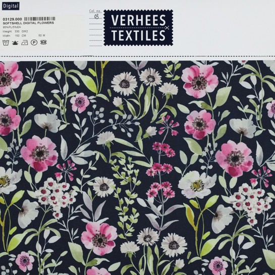 SOFTSHELL DIGITAL FLOWERS NAVY #7