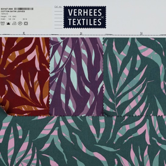 COTTON SATIN LEAVES PURPLE #7