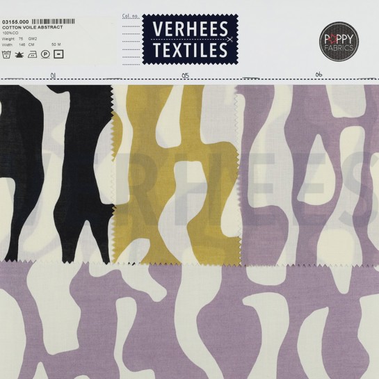 BAUMWOLLE VOILE ABSTRACT MAUVE #7