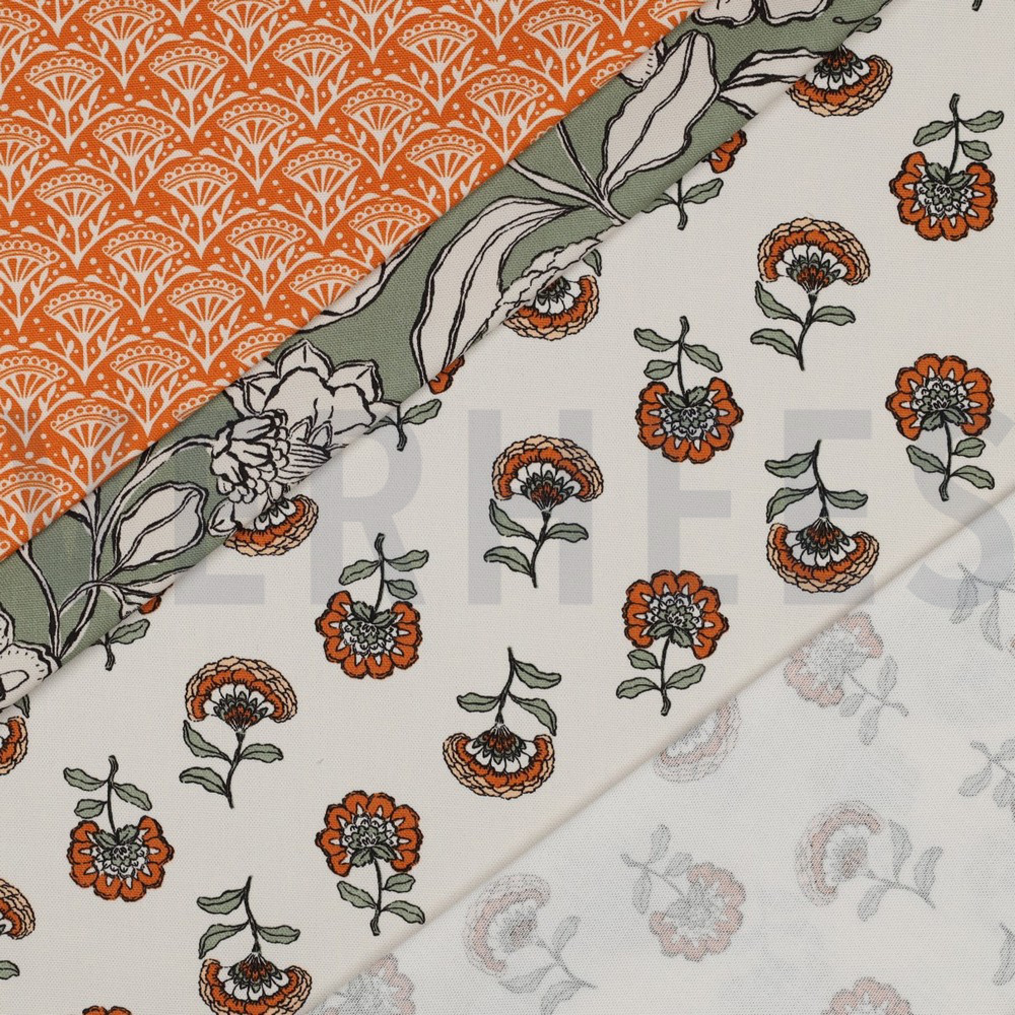 CANVAS FLOWERS SAGE/ORANGE (high resolution) #4