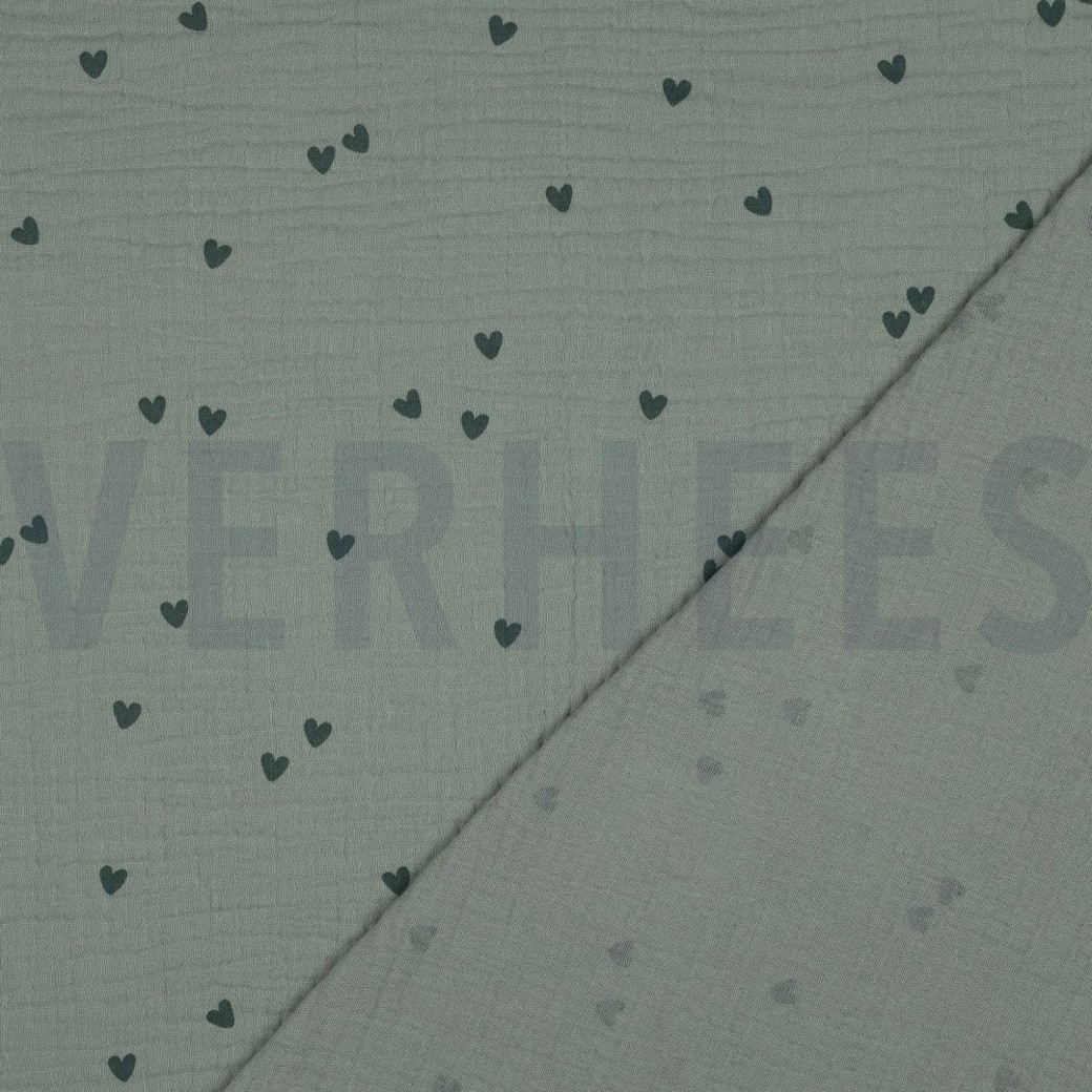 DOUBLE GAUZE SMALL HEARTS NILE #4