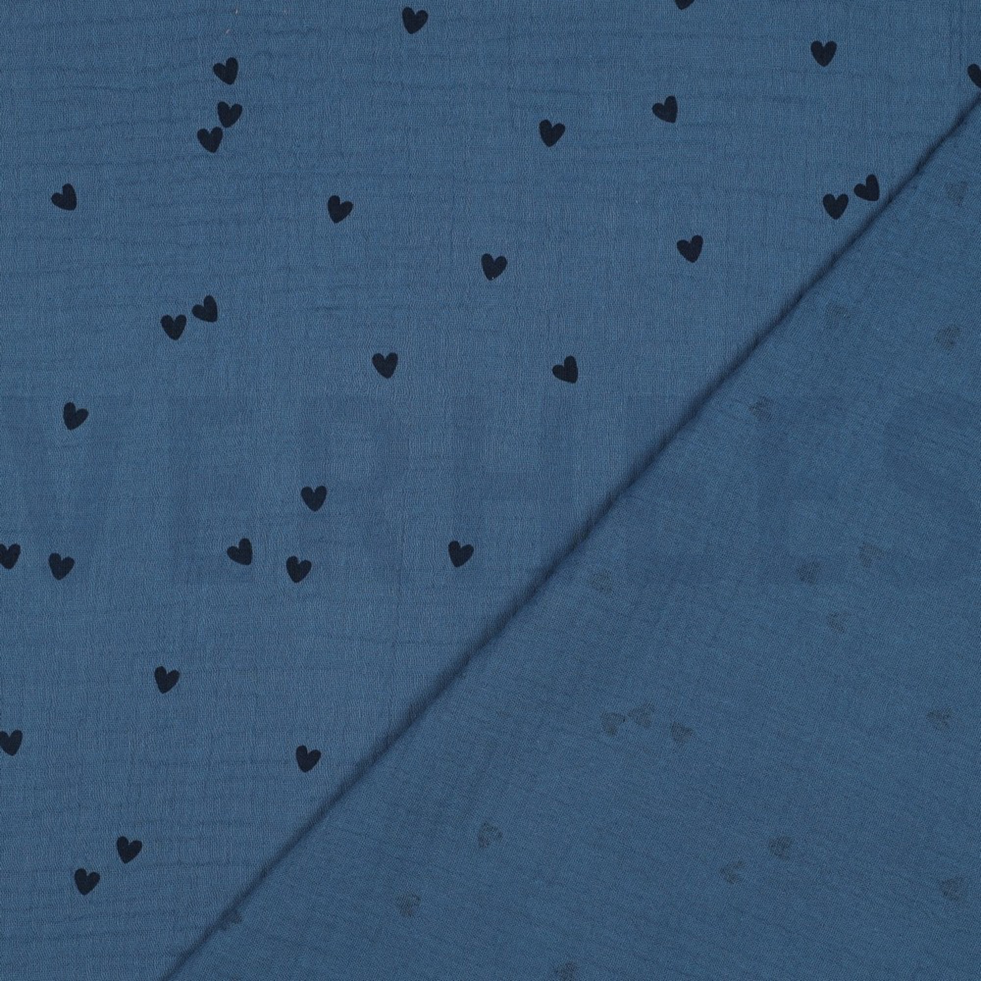 DOUBLE GAUZE SMALL HEARTS INDIGO (high resolution) #4