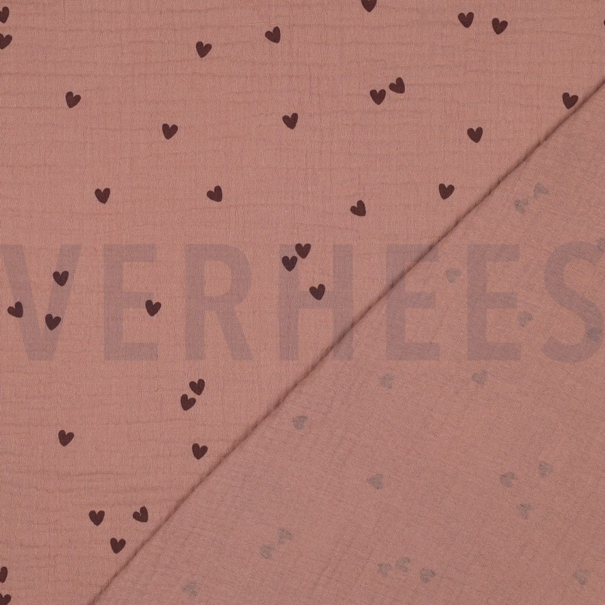 DOUBLE GAUZE SMALL HEARTS MOCHA (high resolution) #4