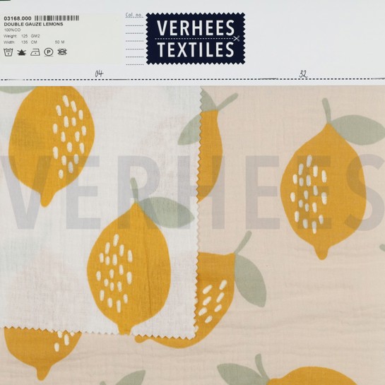 DOUBLE GAUZE CITROENEN WIT #7