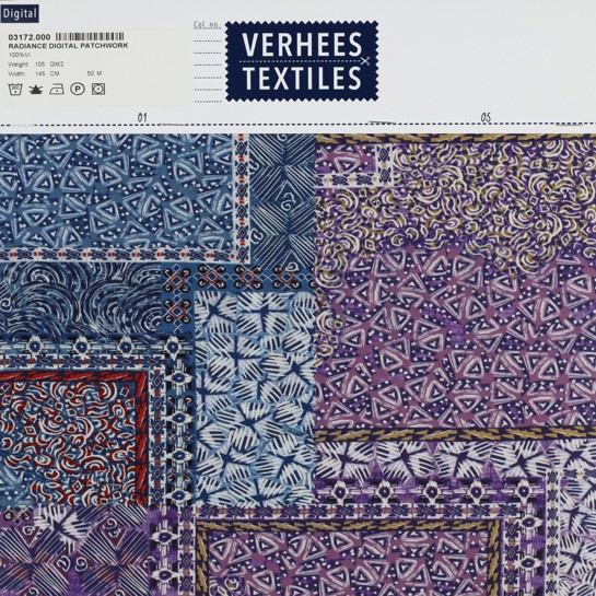 VISCOSE RADIANCE DIGITAL PATCHWORK VIOLET #7