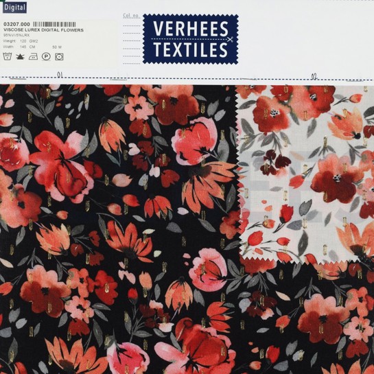 VISCOSE LUREX DIGITAL FLOWERS BLACK #7