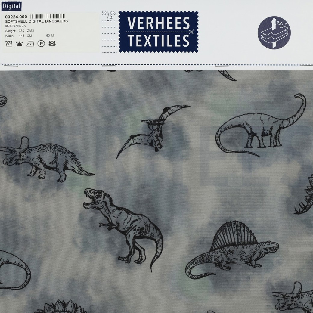 SOFTSHELL DIGITAL DINOSAURS GREY #4