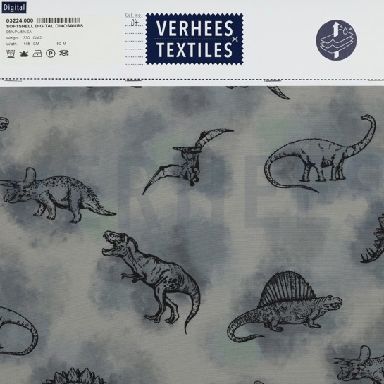 SOFTSHELL DIGITAL DINOSAURS GREY #7
