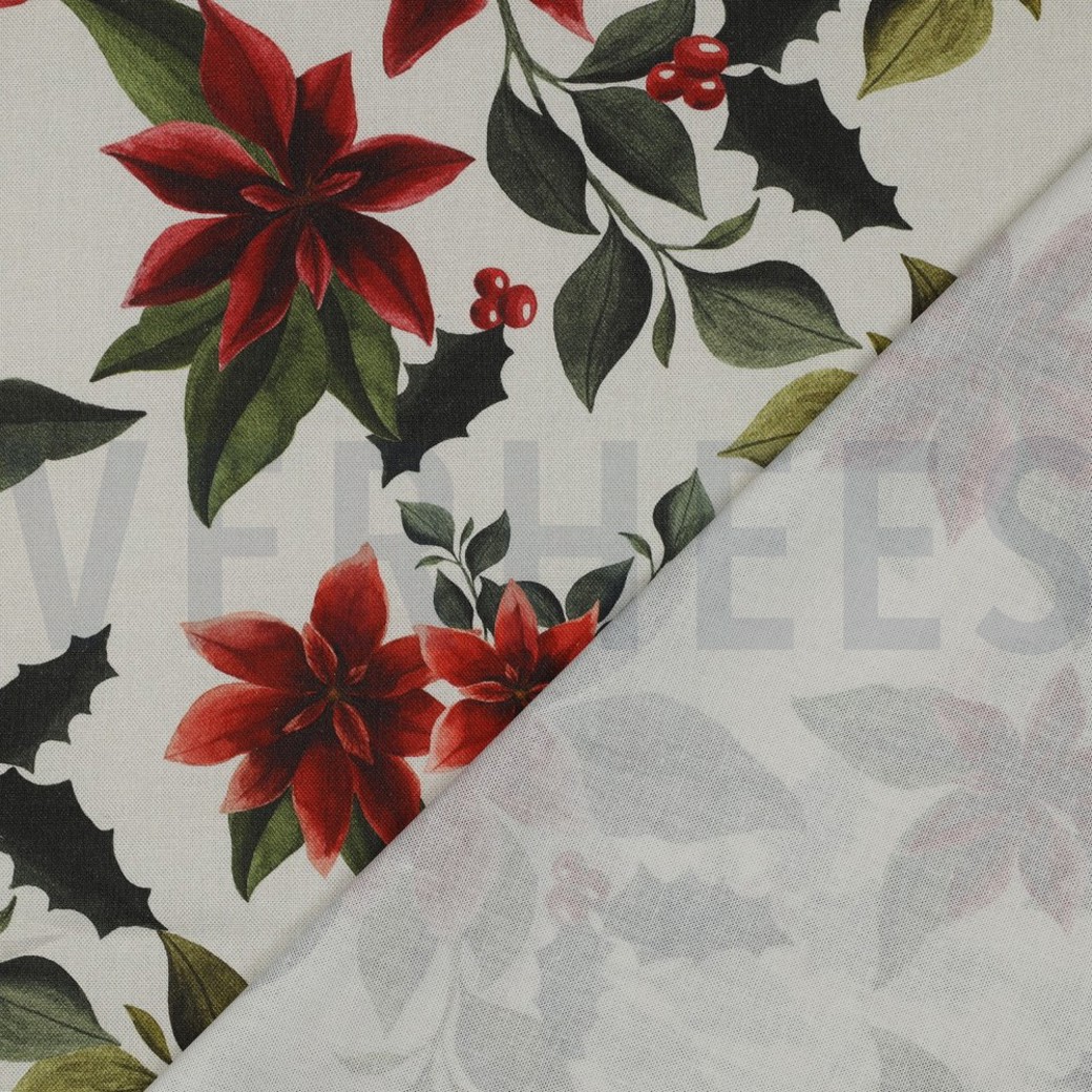 CANVAS DIGITAL CHRISTMAS FLOWERS LINEN LOOK #4