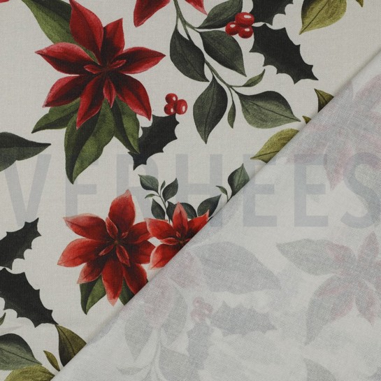 CANVAS DIGITAAL KERSTBLOEMEN LINNENLOOK #7