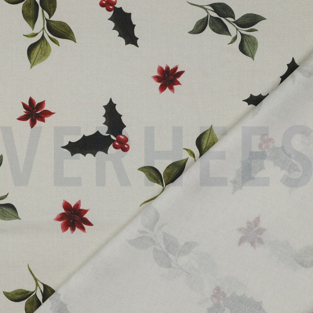 CANVAS DIGITAL CHRISTMAS FLOWERS LINEN LOOK #4