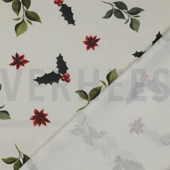 CANVAS DIGITAAL KERSTBLOEMEN LINNENLOOK #7