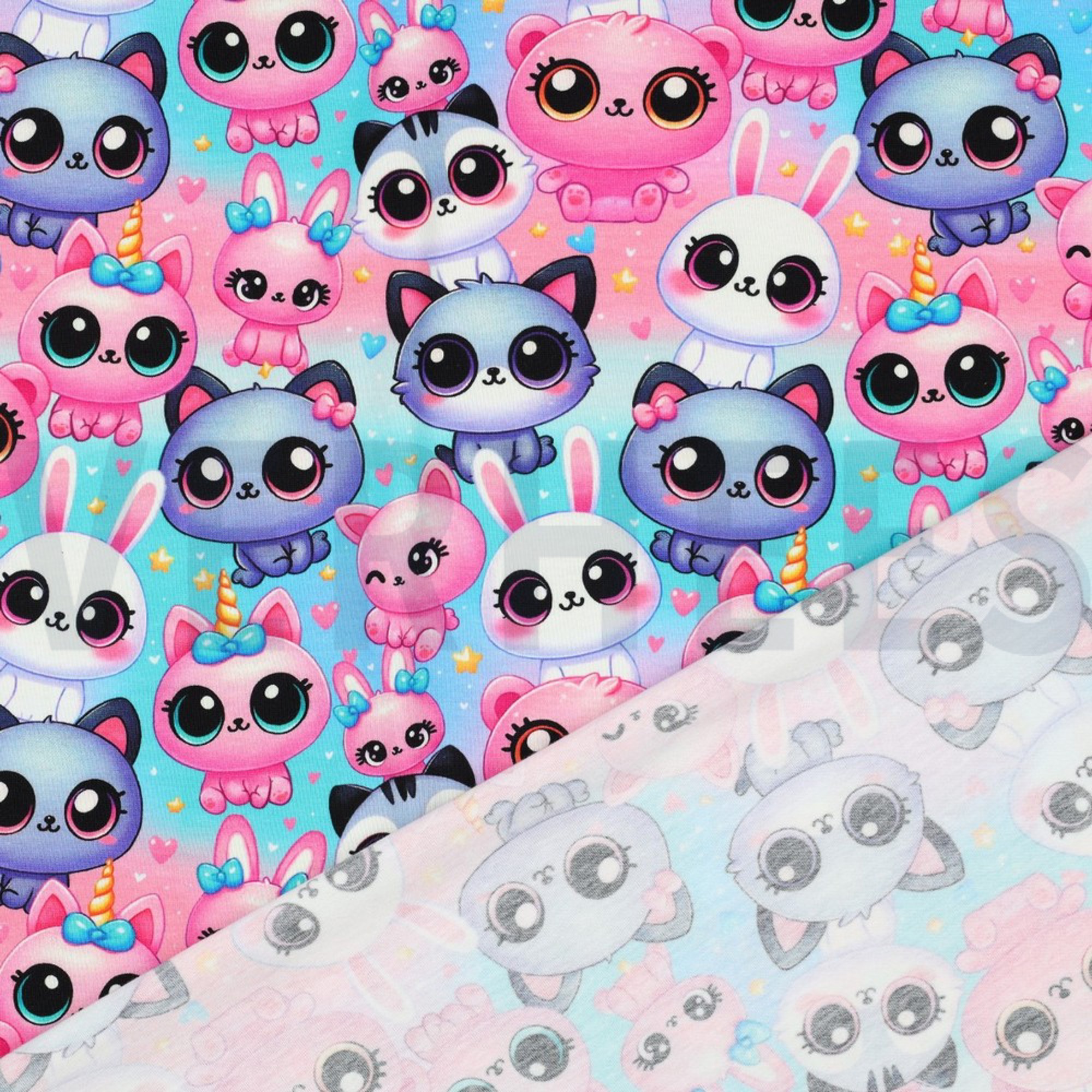 JERSEY DIGITAL CUTE ANIMALS & ABSTRACT MULTICOLOUR (high resolution) #4