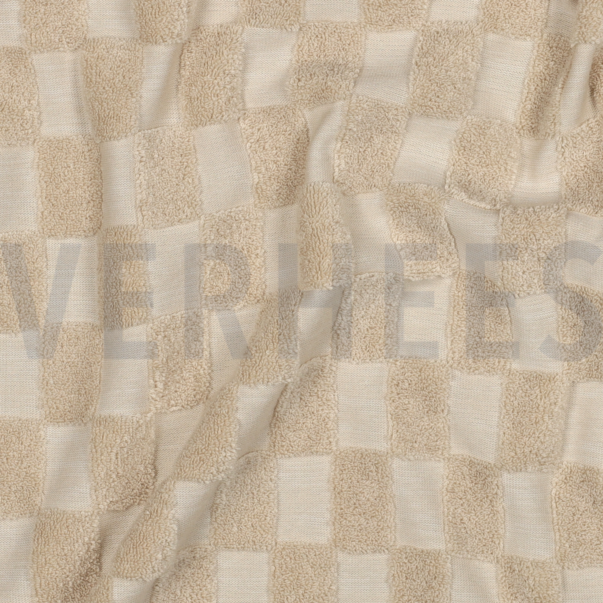 COTTON TOWELLING KNIT CHECKS SAND (high resolution) #4