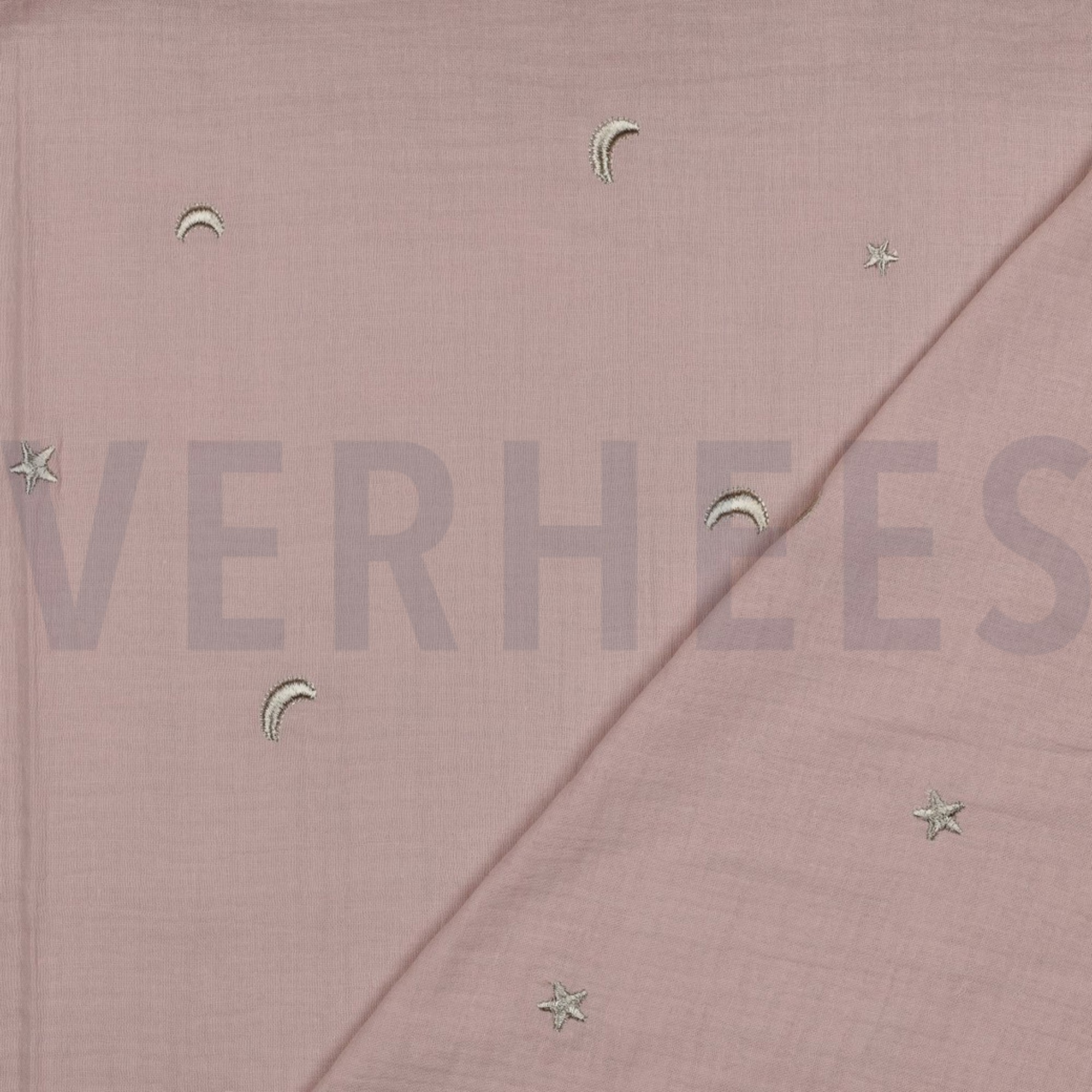 DOUBLE GAUZE EMBROIDERY STARS SOFT ROSE (high resolution) #4
