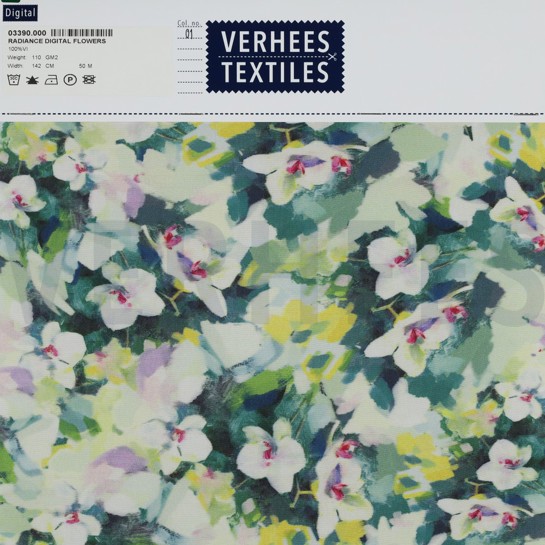 VISCOSE RADIANCE DIGITAL FLOWERS GREEN #7