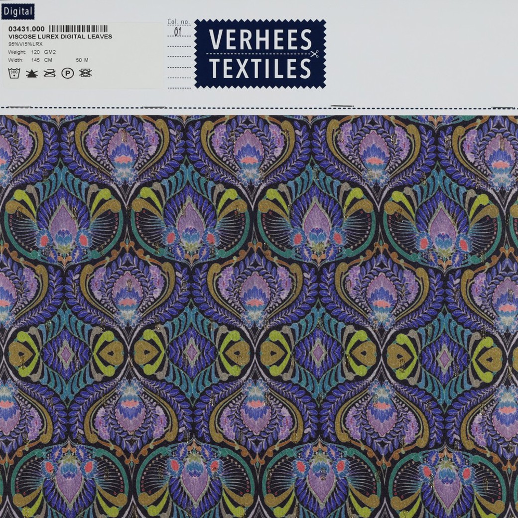 VISCOSE LUREX DIGITAL LEAVES PURPLE #4