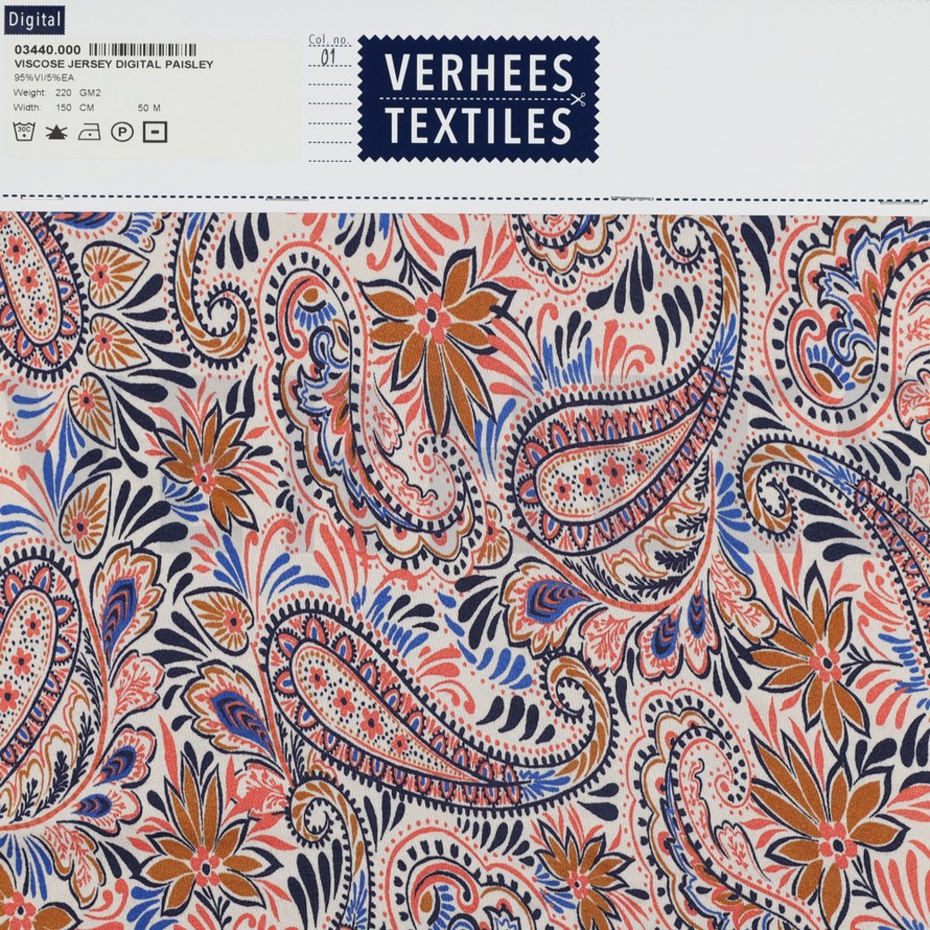 VISCOSE JERSEY DIGITAL PAISLEY ORANGE #4