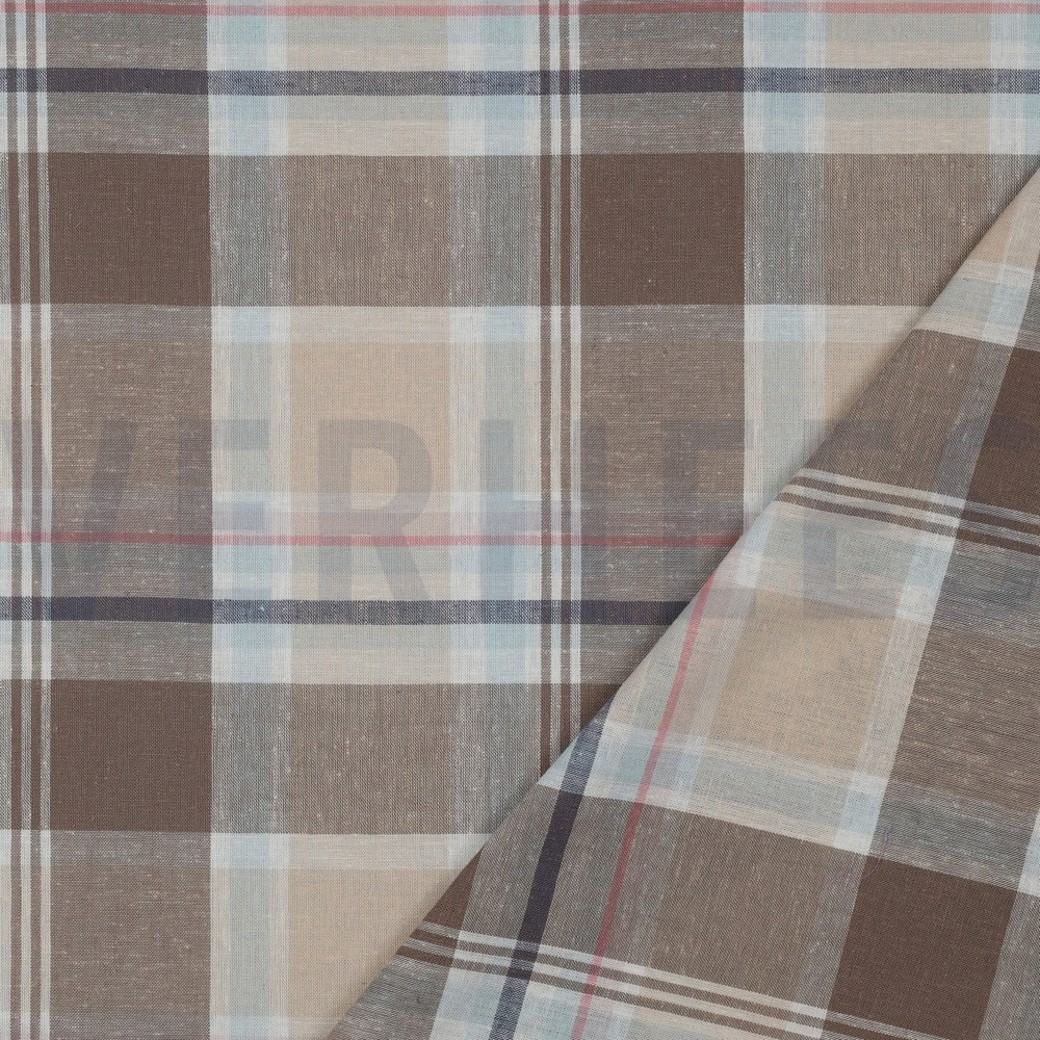 LINEN VISCOSE YARN DYED CHECKS TAUPE #4