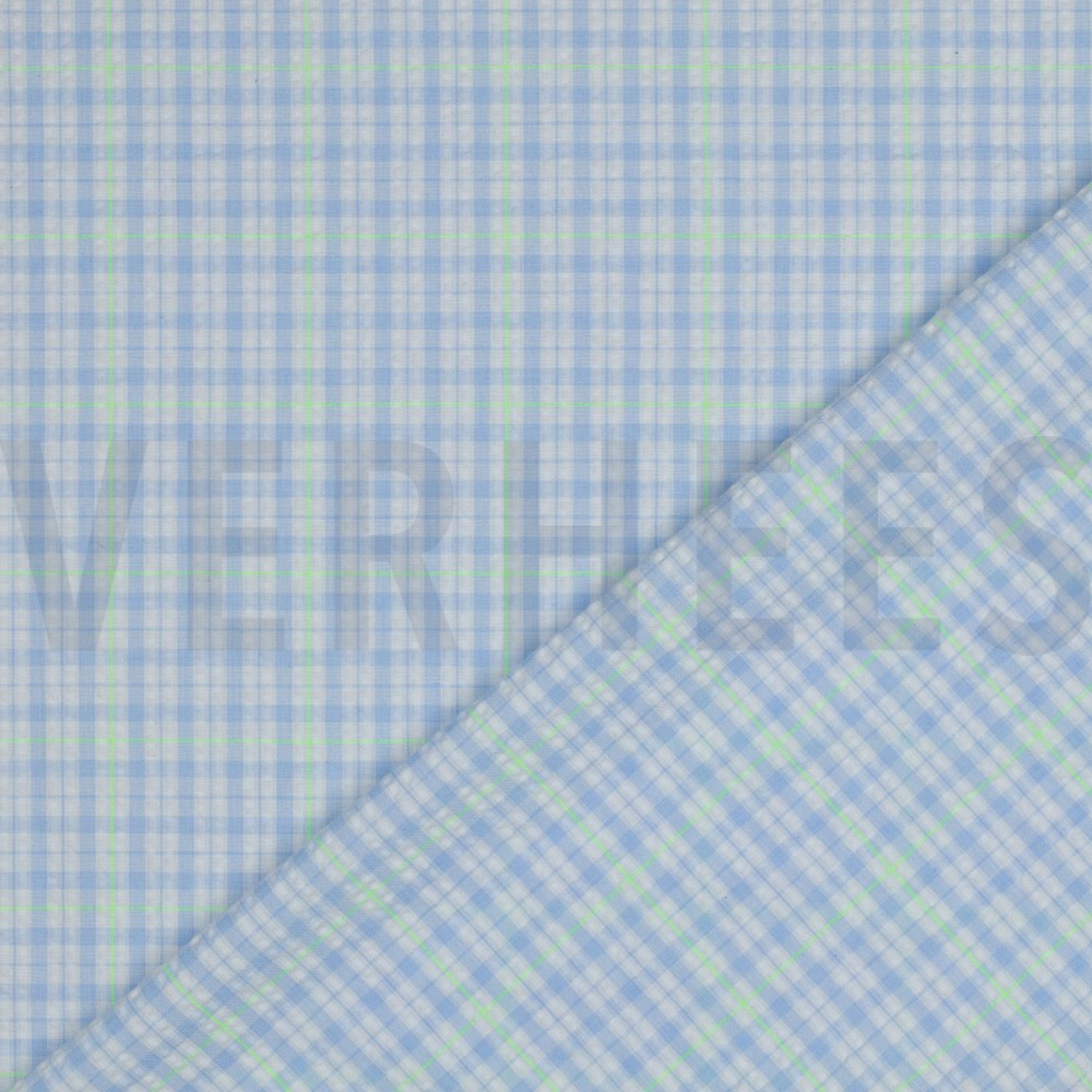 COTTON SEERSUCKER NEON CHECKS LIGHT BLUE / GREEN (high resolution) #4