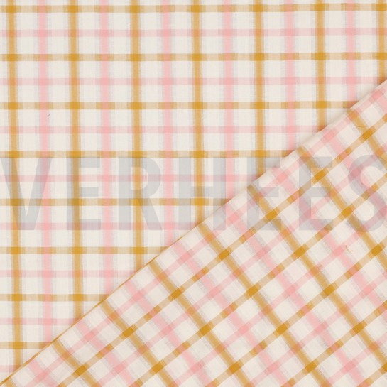 KATOEN SEERSUCKER GARENGEVERFD RUITEN ECRU #7