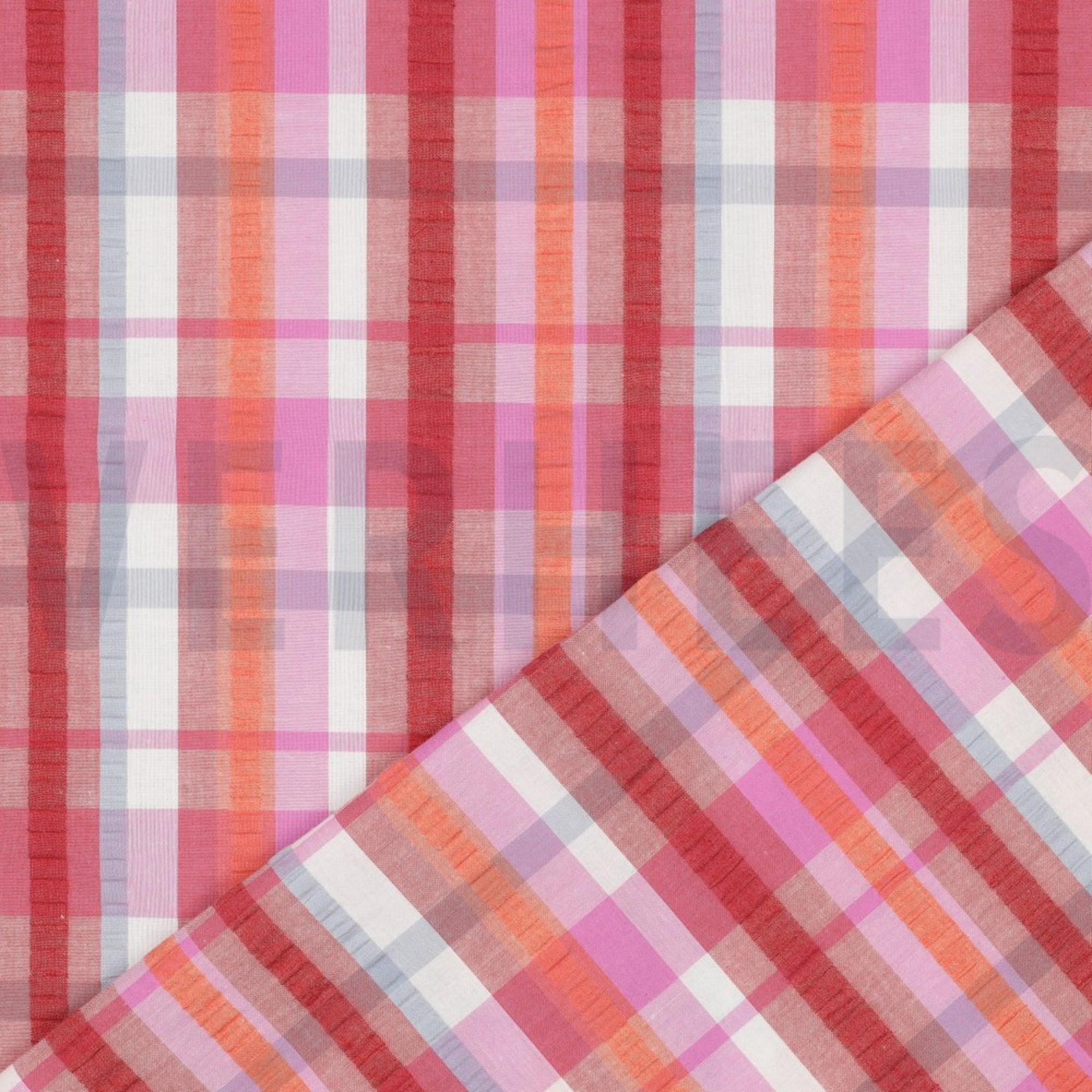 COTTON SEERSUCKER YARN DYED CHECK PINK (high resolution) #4