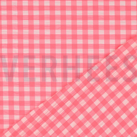 BAUMWOLLE GARNGEFÄRBT NEON KAROS ROSA #7